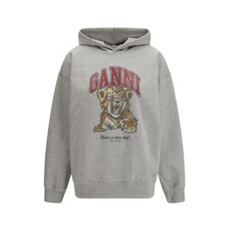 Ganni Hoodies, female, Gray, Size: S The Tiger Hoodie