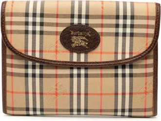Burberry Pre-owned Clutches, female, Brown, Size: ONE SIZE Pre-owned Patterned Flap Pouch