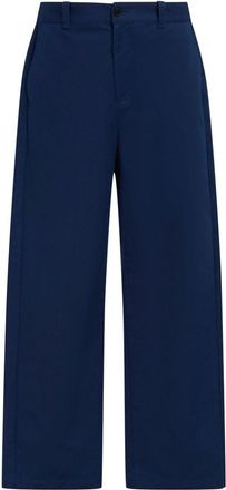 Marni logo-waistband straight-leg cotton trousers - men - Cotton - 54 - Blue