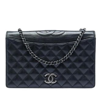 Chanel Pre-owned Ballerine Flap - Dames - Pre-owned - Zwart - Maat: ONE Size Zijde