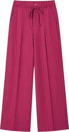Pom Amsterdam Jess Gestreepte Broek - Dames - Wijde Broeken - Rood - S - Polyester - Broeken