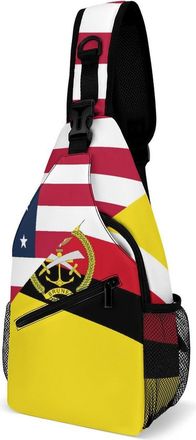 Generic U.S. And Brunei Flag Mens Shoulder Bags Sling Crossbody Backpack Travel Hiking Chest Bag with Small Side 38x20cm