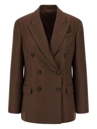 Brunello Cucinelli Blazer doppiopetto con revers a lancia - Marrone