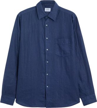 Aspesi Linnen overhemd met zak - Heren - Casual Overhemden - Blauw - L - Linnen - Overhemden