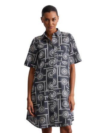 Marc O'Polo Hemdblusenkleid MARC OPOLO, Damen, Gr. 32, N-Gr, bunt (multi, muted blau), Web, Obermaterial: 100% Baumwolle, relaxed fit knieumspielend, Kleider Hemd