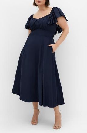 City Chic Alisa TIe Front Dress in French Navy at Nordstrom Rack, Size Xs/14W