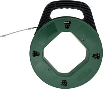 OEM Aguja Flexible De 30 M Para Tirar De Cables En Espiral Con Estuche De Pl&aacute;stico, Herramienta El&eacute;ctrica Para Tirar Cables (estuche Verde, Cable De Acero