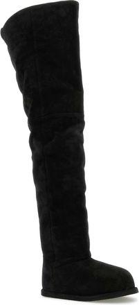 Amina Muaddi Womens Thigh Boot Black Suede