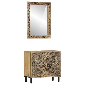 vidaXL Conjunto De Muebles De Ba&ntilde;o 2 Piezas Madera Maciza De Mango Vidaxl