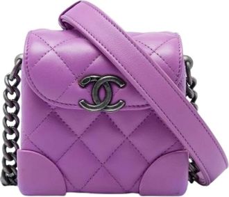 Chanel Pre-owned Mini Crossbody Bag - Dames - Vintage Mini Tas - Paars - ONE Size - Leer - Vintage
