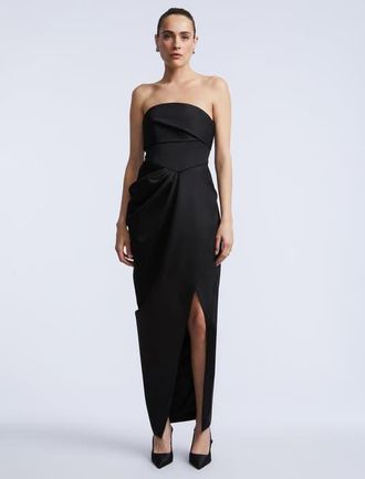 BCBGeneration Solid Bodice Wrap Skirt Gown in Black at Nordstrom, Size 2