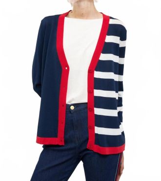 Bariloche Balar Heart Stripe Cardigan In Navy