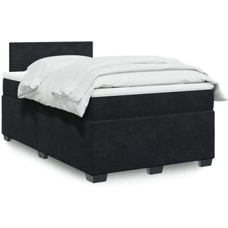 vidaXL Cama Box Spring Con Colch&oacute;n Terciopelo Negro 120x190 Cm Vidaxl