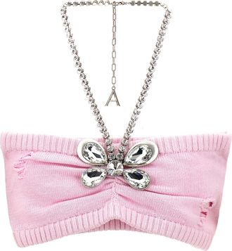 Area crystal Butterfly Knit Bandeau Top