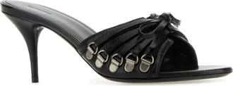 Balenciaga Womens Cagole Mule Black Lamb Heels