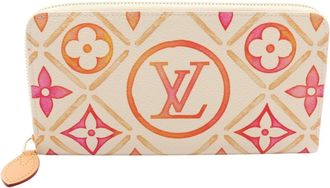 Louis Vuitton Ivory Multi-Color Leather Coated Canvas Long Wallet (Bi-Fold) (Pre-Owned)