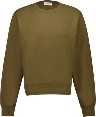 Saint Laurent Geborduurde Pesto Trui - Heren - Sweatshirts - Groen - M - Katoen - Hoodies & sweatvesten