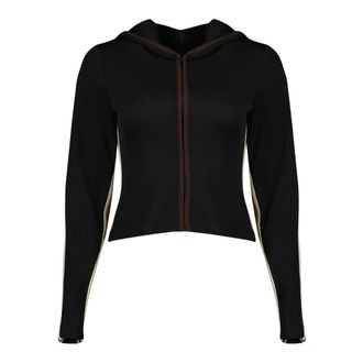 CHRISTOPHER ESBER Zip-throughs, female, Black, Size: XS Ribbed Zip-up Hoodie