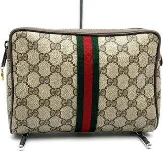 Gucci Brown Gg Supreme Clutch Bag Pouch (Pre-Owned)