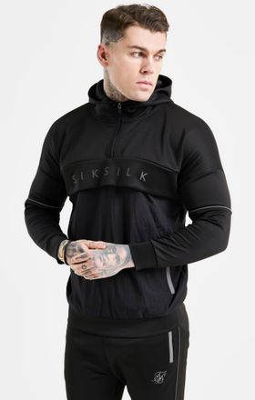 Siksilk Sudadera con capucha con paneles negra para hombre SikSilk S