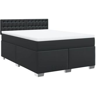 vidaXL Vidaxl - Box Spring Bed with Mattress Black 140x200 cm Faux Leather