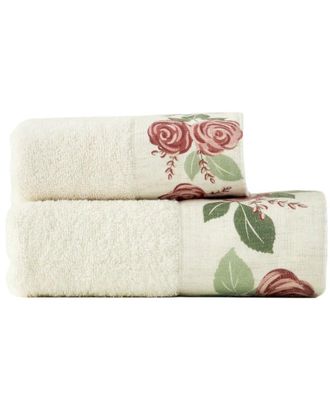 Bella Maison Set Of 2 Rose Print Turkish Cotton Face Towels