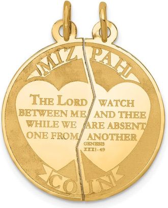 Diamond2Deal 14k Yellow Gold Mizpah 2-piece Charm