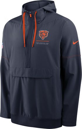 Nike Chicago Bears Sideline Anorak Nike Mens NFL 1/2-Zip Hooded Jacket in Blue | 03AT051Y7Q-EKU