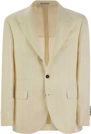 Brunello Cucinelli Cream Linen Silk Wool Blazer, Brand Size 56 (US Size 46)