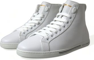 Dolce & Gabbana White Saint Tropez High Top Men Sneakers Shoes Leather