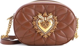 Dolce & Gabbana Devotion Camera Bag Quilted Leather Small crossbody bag - Bruin