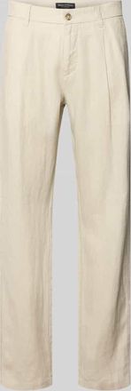 Marc O'Polo Tapered Leinenhose mit G&uuml;rtelschlaufen Modell OSBY JOGGER in Sand, Gr&ouml;&szlig;e 30/32
