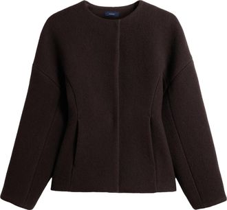 SOEUR Boxy Cropped Jacket with Textured Fabrication