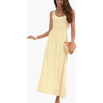 Lascana Womens Printed Scoop Neck Dress in Yellow at Nordstrom, Size 10