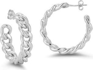 Glaze Jewelry Medium Curb Chain Hoop Earrings in Silver at Nordstrom Rack