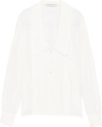 Alessandra Rich Blusa con orlo in pizzo - Bianco