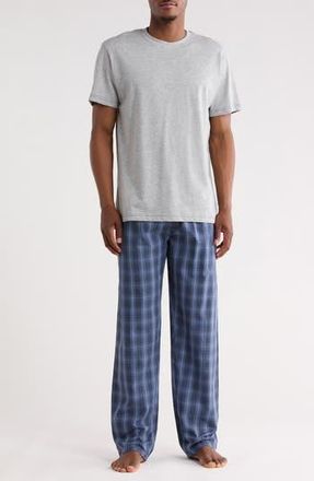 Majestic International T-Shirt & Plaid Pajama Pants Set in Dusty Blue Plaid at Nordstrom Rack, Size X-Large