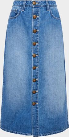 L'agence Kathleen Button-Front Denim Midi Skirt