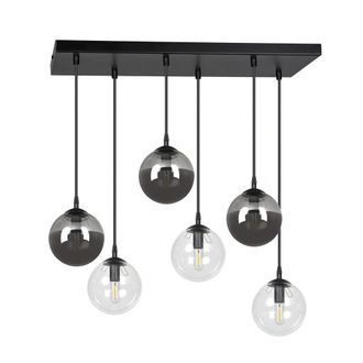 Wonderlamp Regleta de techo de metal con 6 esferas gris y transparente