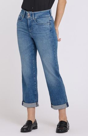 NYDJ Bailey High Waist Crop Relaxed Straight Leg Jeans in Breezy Palms at Nordstrom, Size 14