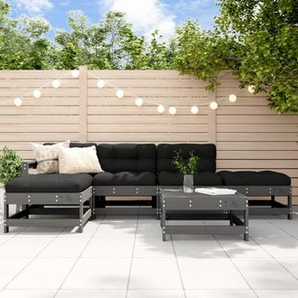 vidaXL Juego De Muebles De Jard&iacute;n 6 Pzas Y Cojines Madera Maciza Gris Vidaxl