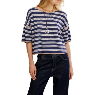 Free People Clean Rugby Stripe Cotton Top in Navy Combo at Nordstrom Rack, Size X-Large
