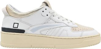 D.A.T.E. Glanzend Wit Beige Sneakers - Dames - Sneakers - Wit - 41 EU - Schoenen