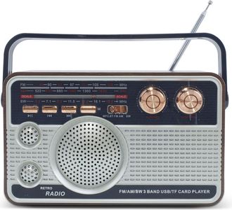 Trade Shop Trade Shop - Fm Radio Retro Altavoz Inal&aacute;mbrico Mp3 Port&aacute;til Bluetooth Usb Aux Tf Q-fm01