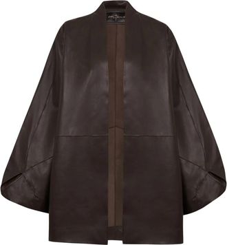 Cortana Wijde Kimono Jas - Dames - Kimonos - Bruin - ONE Size - Leer - Overhemden