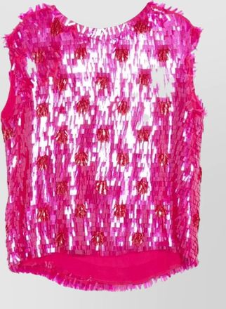 Dries Van Noten embroidered sequin round neck sleeveless top
