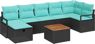 vidaXL Conjunto De Sof&aacute;s De Jard&iacute;n 8 Uds. Negro Rat&aacute;n Sint&eacute;tico Vidaxl