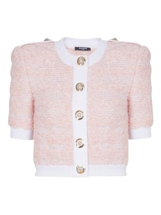 Balmain Pink Short-sleeved Knit Cardigan