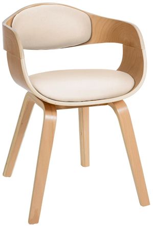 Clp Silla de madera con asiento en Simil cuero Natural/crema