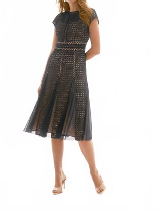 Joseph Ribkoff Lace Midi Dress In Navy/nude